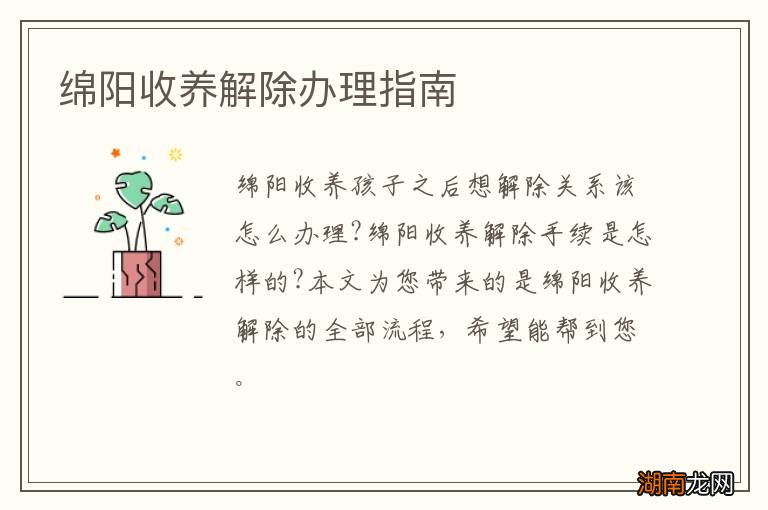 绵阳收养解除办理指南