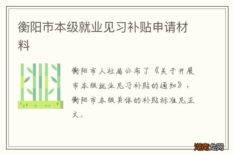 衡阳市本级就业见习补贴申请材料