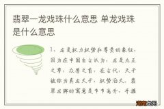 翡翠一龙戏珠什么意思 单龙戏珠是什么意思