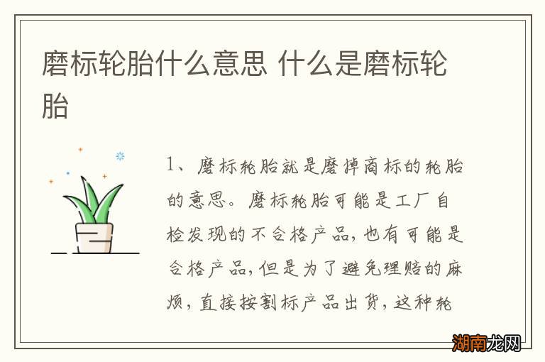 磨标轮胎什么意思 什么是磨标轮胎