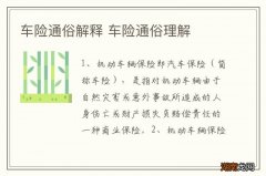 车险通俗解释 车险通俗理解
