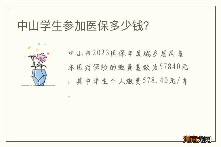 中山学生参加医保多少钱?