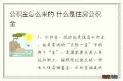 公积金怎么来的 什么是住房公积金