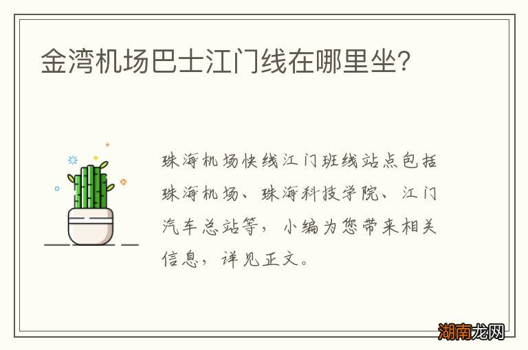 金湾机场巴士江门线在哪里坐？