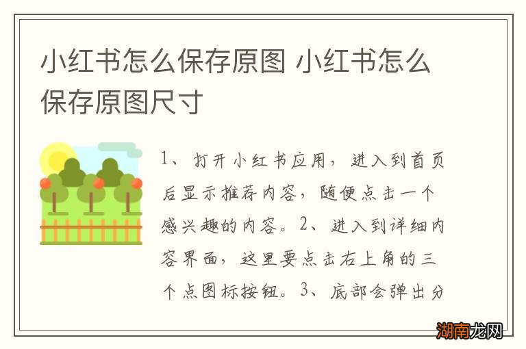 小红书怎么保存原图 小红书怎么保存原图尺寸