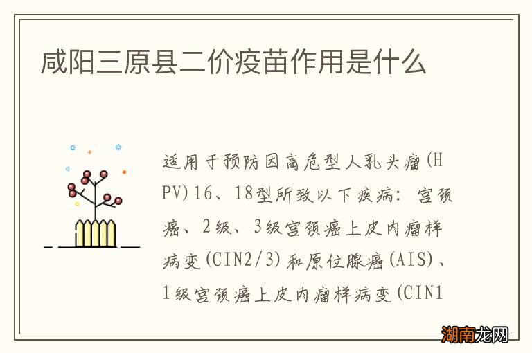 咸阳三原县二价疫苗作用是什么