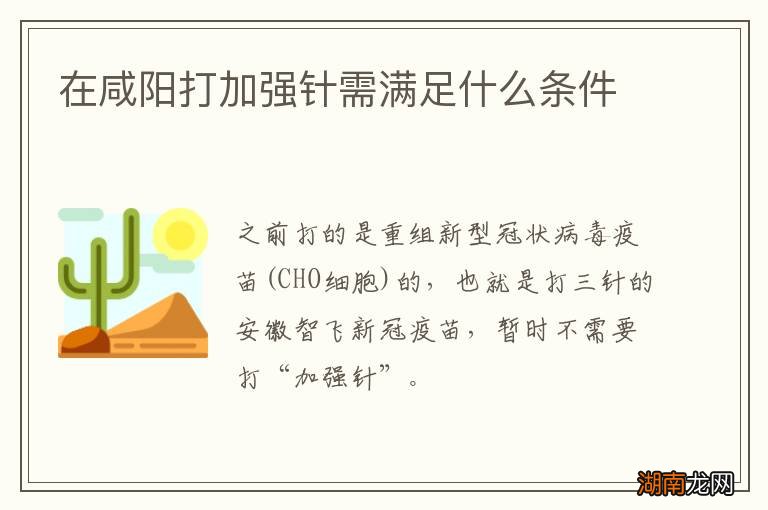 在咸阳打加强针需满足什么条件