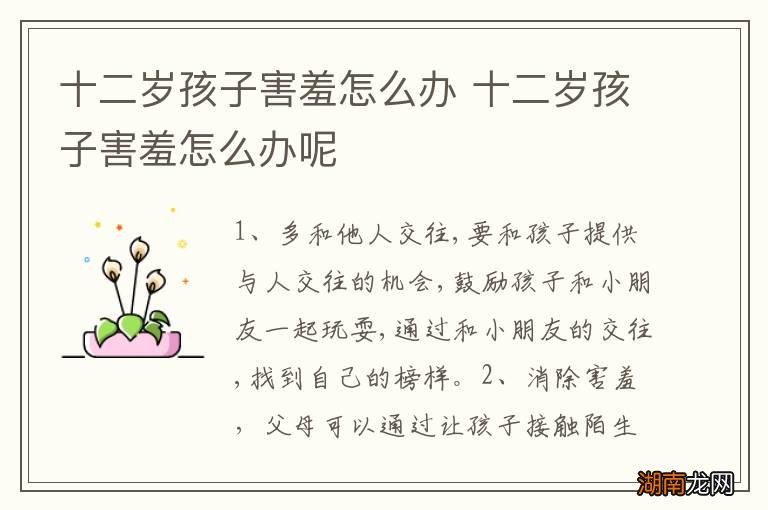 十二岁孩子害羞怎么办 十二岁孩子害羞怎么办呢