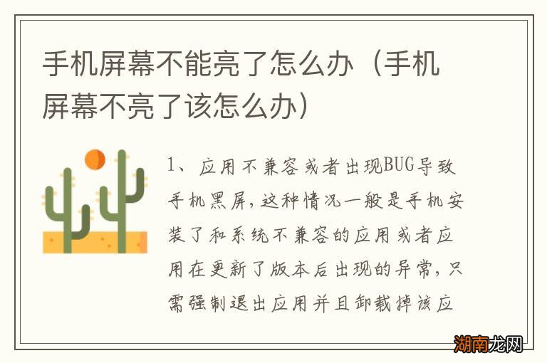手机屏幕不亮了该怎么办 手机屏幕不能亮了怎么办