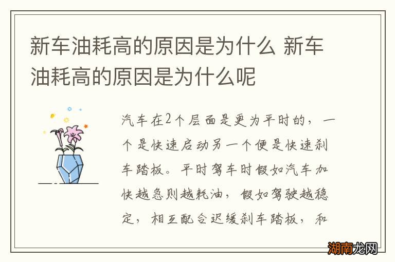 新车油耗高的原因是为什么 新车油耗高的原因是为什么呢