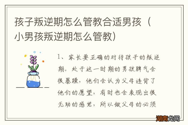 小男孩叛逆期怎么管教 孩子叛逆期怎么管教合适男孩
