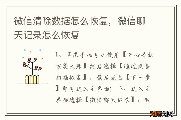 微信清除数据怎么恢复,微信聊天记录怎么恢复