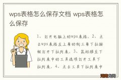 wps表格怎么保存文档 wps表格怎么保存