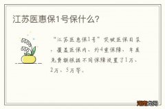 江苏医惠保1号保什么？