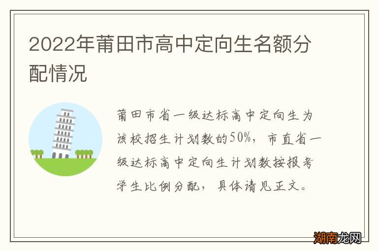 2022年莆田市高中定向生名额分配情况