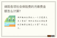 绵阳各项社会保险费的月缴费金额怎么计算？