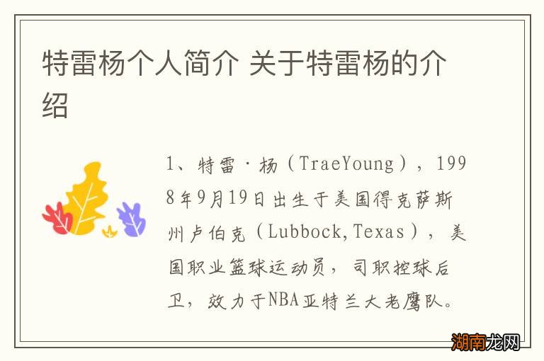 特雷杨个人简介 关于特雷杨的介绍
