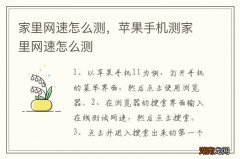 家里网速怎么测，苹果手机测家里网速怎么测