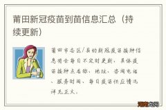 持续更新 莆田新冠疫苗到苗信息汇总