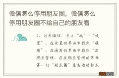 微信怎么停用朋友圈，微信怎么停用朋友圈不给自己的朋友看