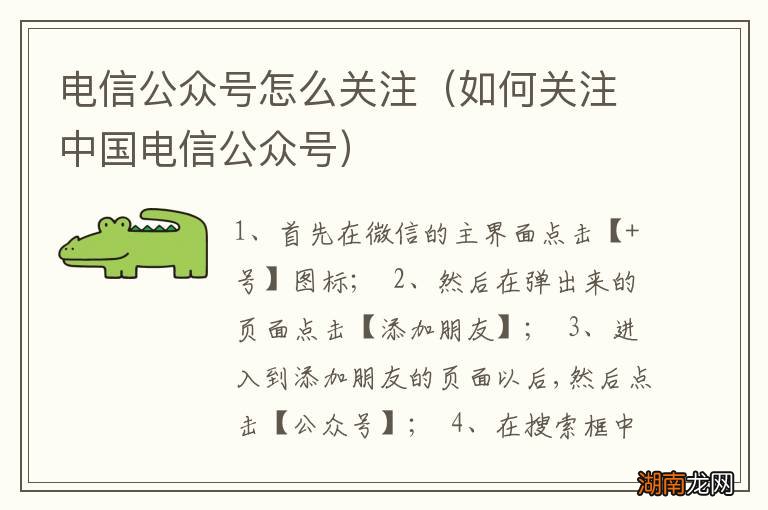 如何关注中国电信公众号 电信公众号怎么关注