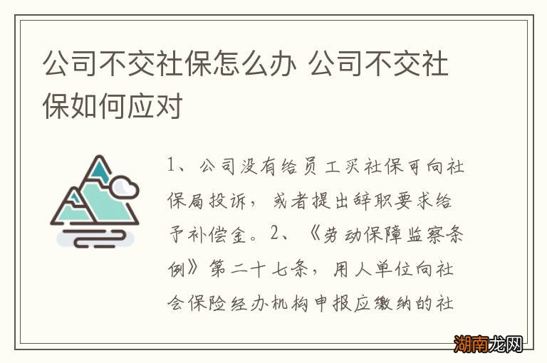 公司不交社保怎么办 公司不交社保如何应对