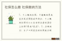 社保怎么缴 社保缴纳方法