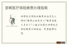 邯郸医疗保险缴费办理指南