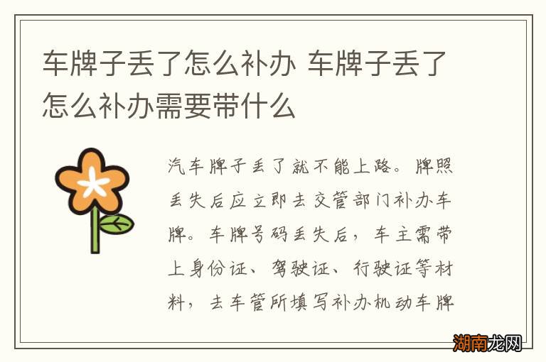 车牌子丢了怎么补办 车牌子丢了怎么补办需要带什么