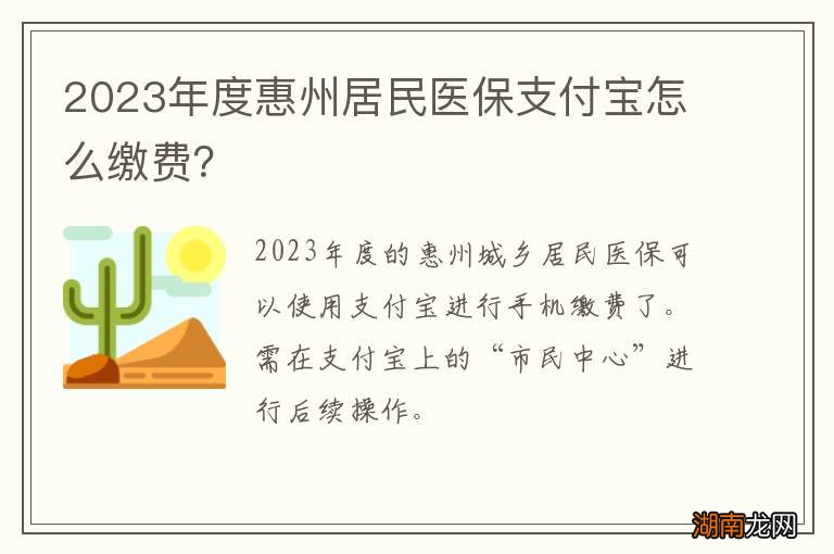 2024年度惠州居民医保支付宝怎么缴费?