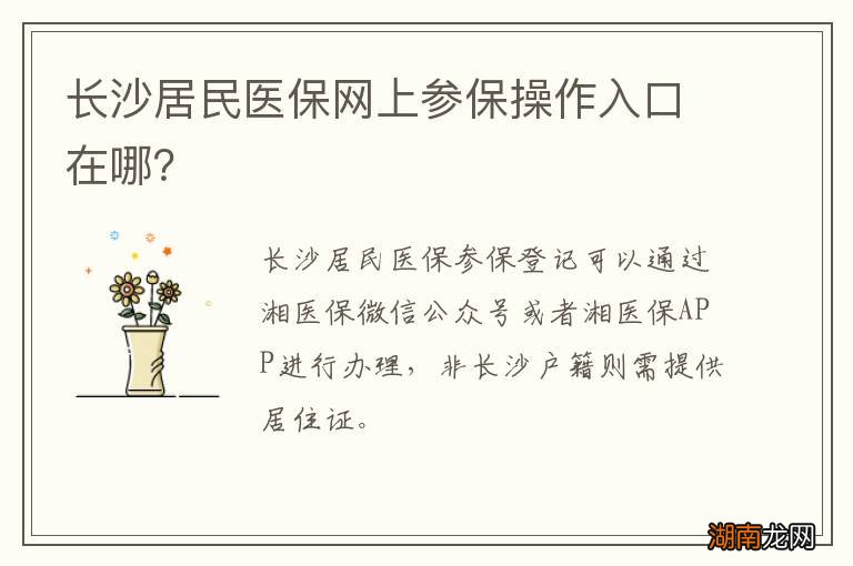 长沙居民医保网上参保操作入口在哪？
