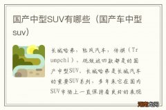 国产车中型suv 国产中型SUV有哪些