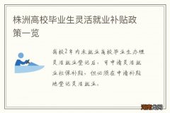 株洲高校毕业生灵活就业补贴政策一览