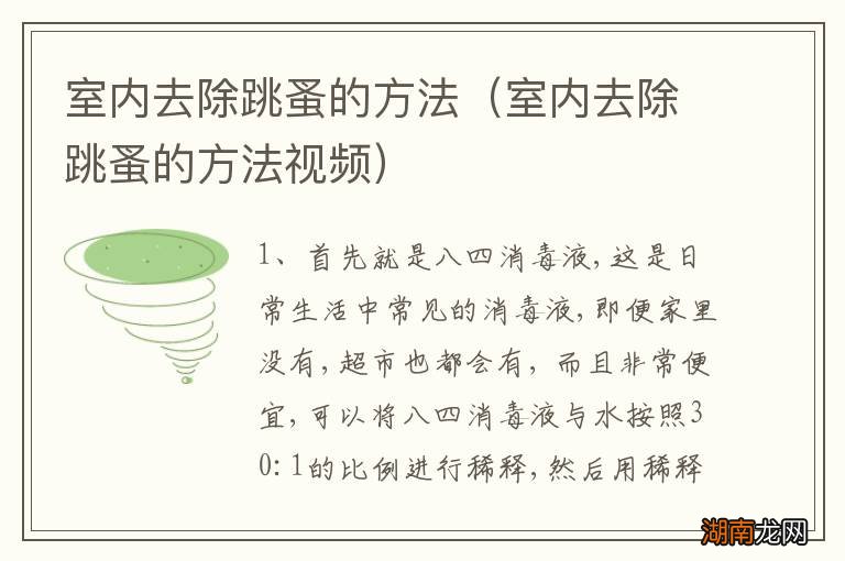 室内去除跳蚤的方法视频 室内去除跳蚤的方法
