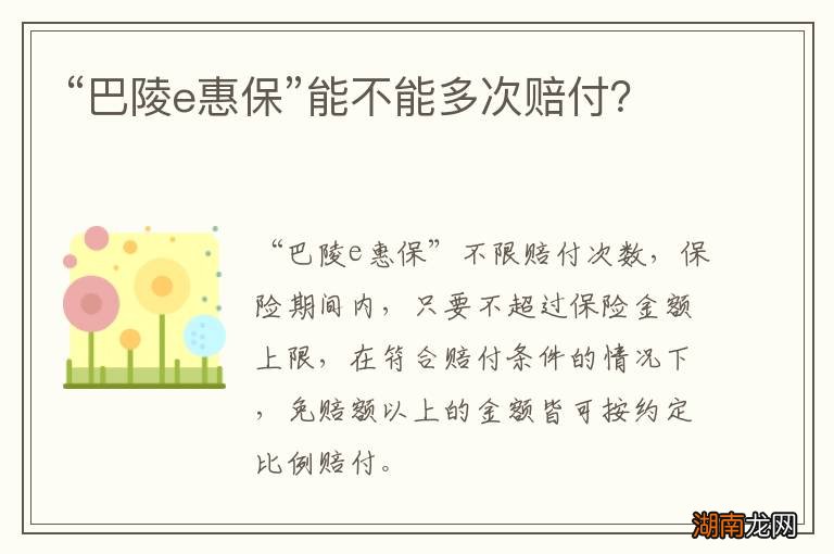 “巴陵e惠保”能不能多次赔付？