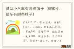 微型小轿车有哪些牌子 微型小汽车有哪些牌子