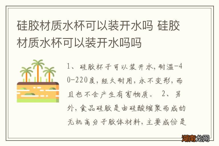 硅胶材质水杯可以装开水吗 硅胶材质水杯可以装开水吗吗