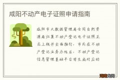 咸阳不动产电子证照申请指南