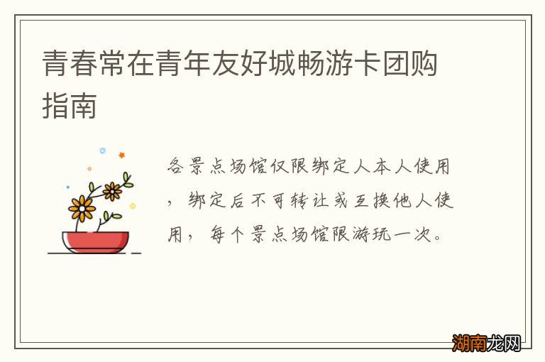 青春常在青年友好城畅游卡团购指南