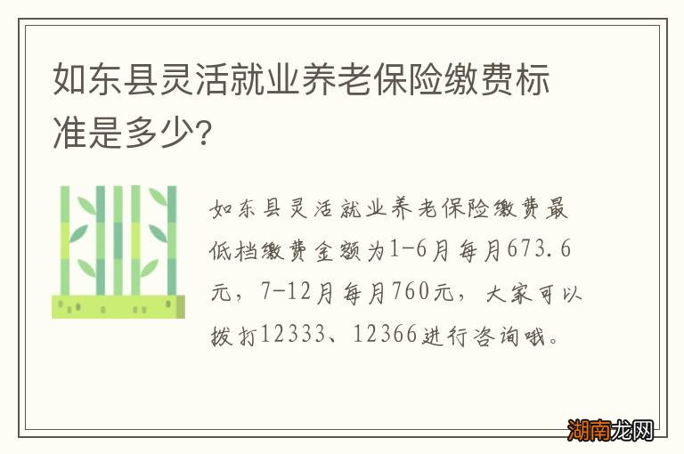 如东县灵活就业养老保险缴费标准是多少?