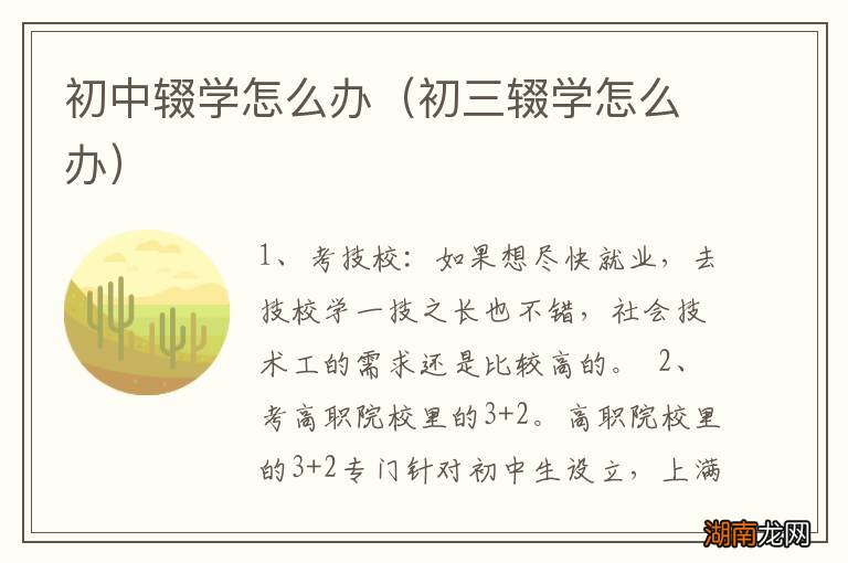 初三辍学怎么办 初中辍学怎么办