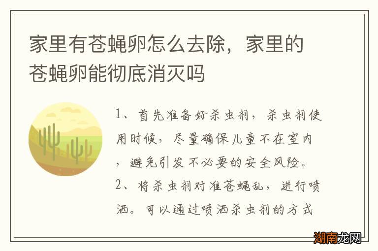 家里有苍蝇卵怎么去除，家里的苍蝇卵能彻底消灭吗
