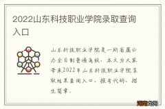 2022山东科技职业学院录取查询入口