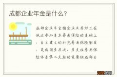 成都企业年金是什么?