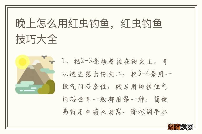 晚上怎么用红虫钓鱼，红虫钓鱼技巧大全