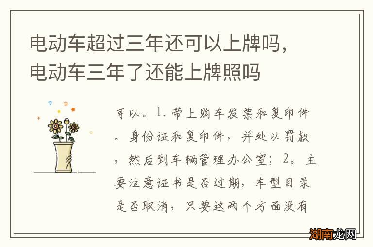 电动车超过三年还可以上牌吗,电动车三年了还能上牌照吗