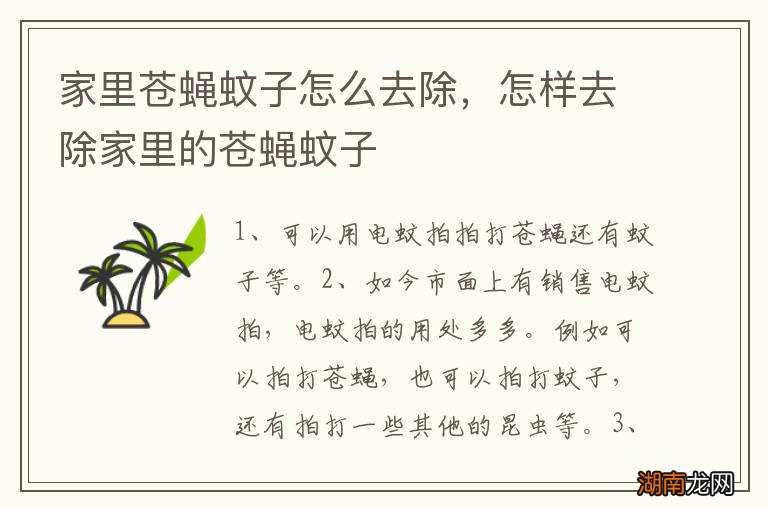 家里苍蝇蚊子怎么去除,怎样去除家里的苍蝇蚊子