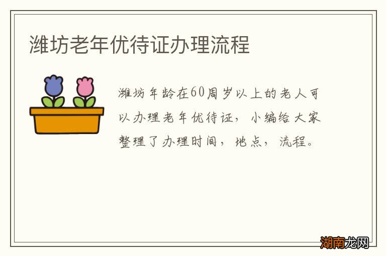 潍坊老年优待证办理流程