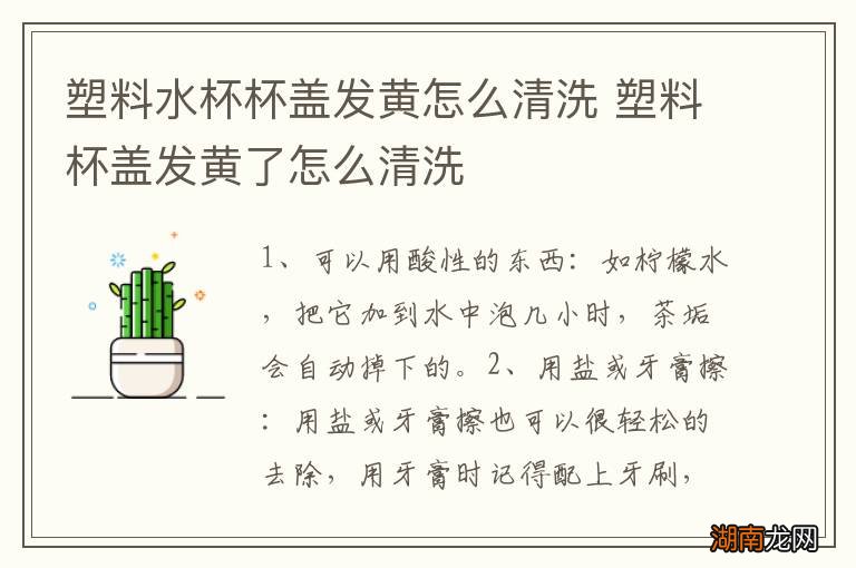 塑料水杯杯盖发黄怎么清洗 塑料杯盖发黄了怎么清洗
