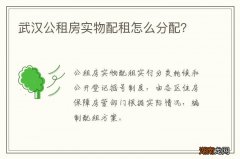 武汉公租房实物配租怎么分配？